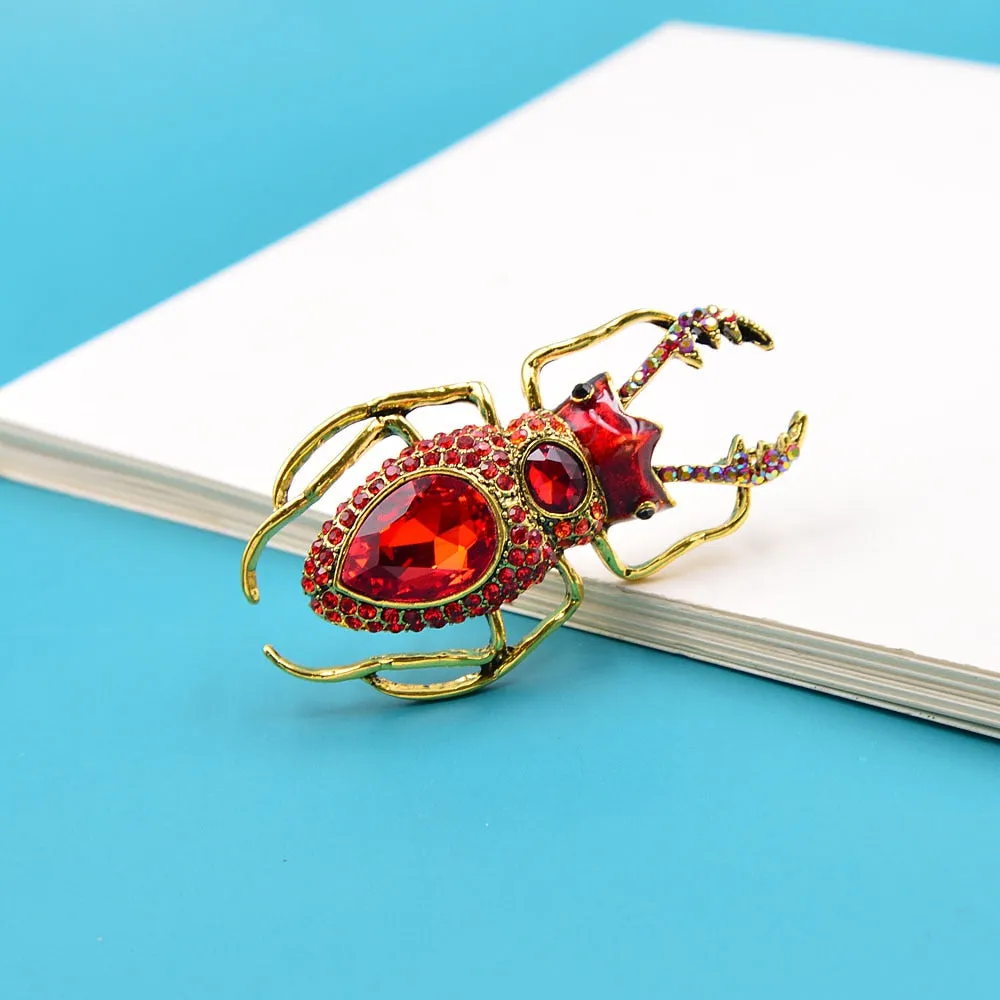 Crystal Large Beetle Brooches For Women