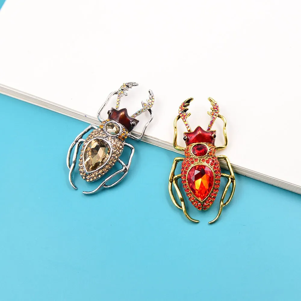 Crystal Large Beetle Brooches For Women