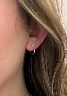 Cubic Bar Silver Dipped Hook Earring