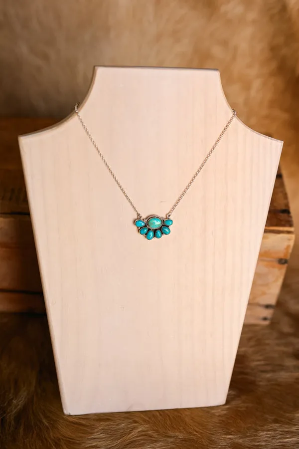Cunningham Authentic Turquoise Cluster Necklace