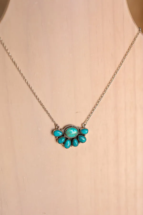 Cunningham Authentic Turquoise Cluster Necklace