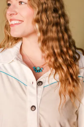 Cunningham Authentic Turquoise Cluster Necklace