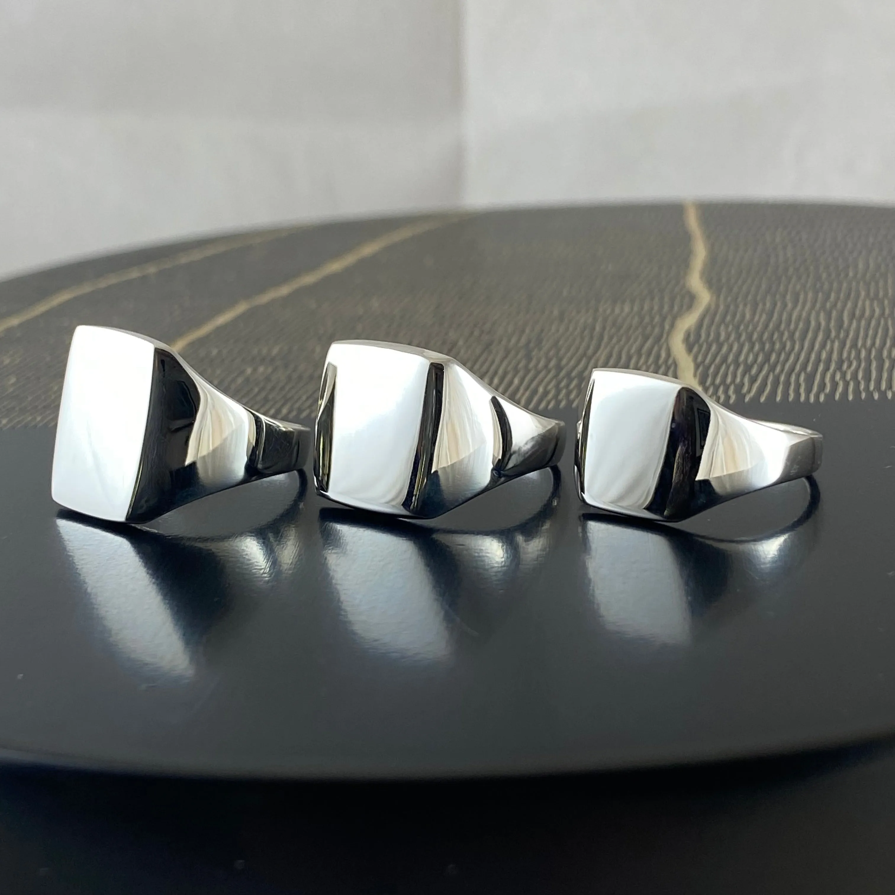 Cushion 12mm x 10mm - Sterling Silver Signet Ring