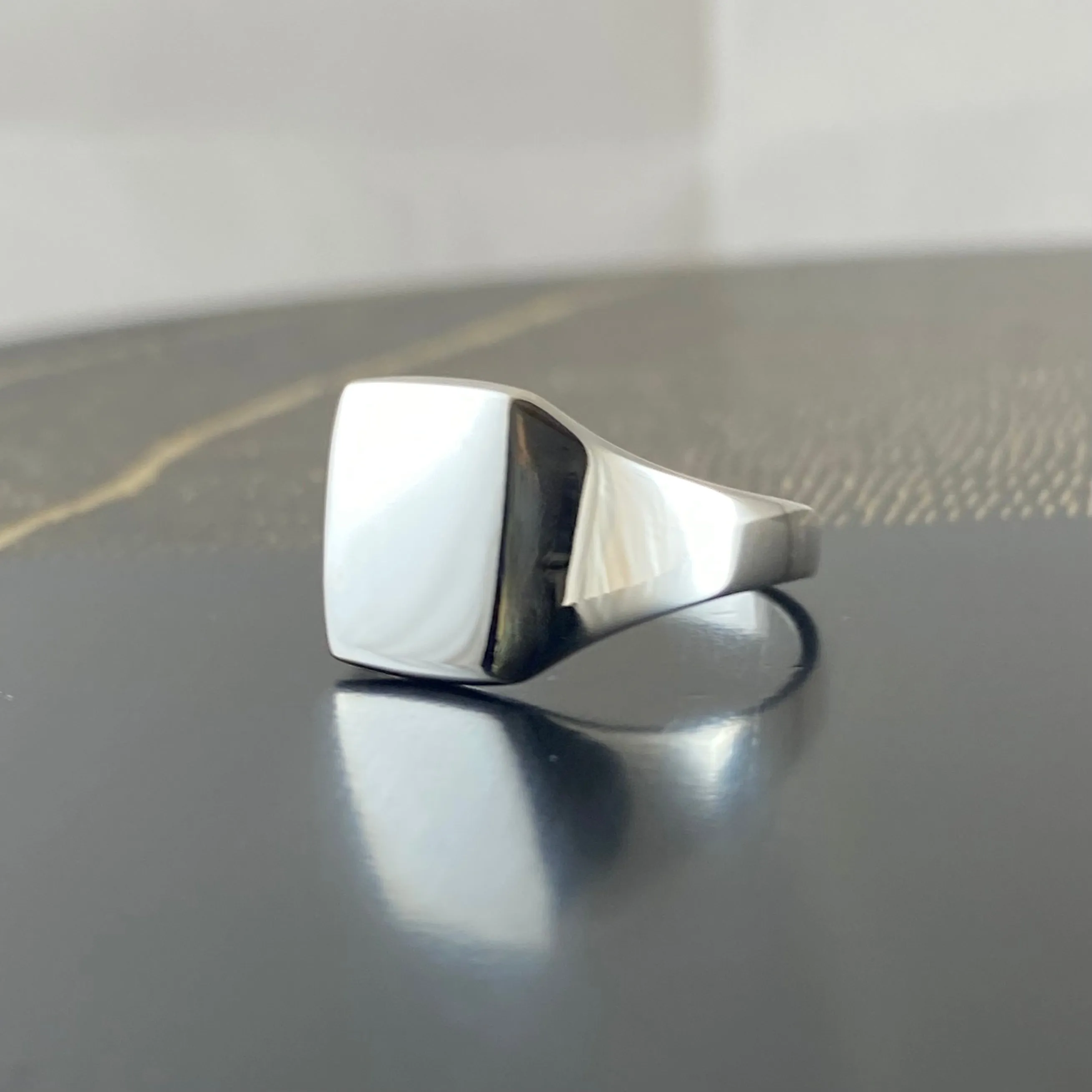 Cushion 12mm x 10mm - Sterling Silver Signet Ring
