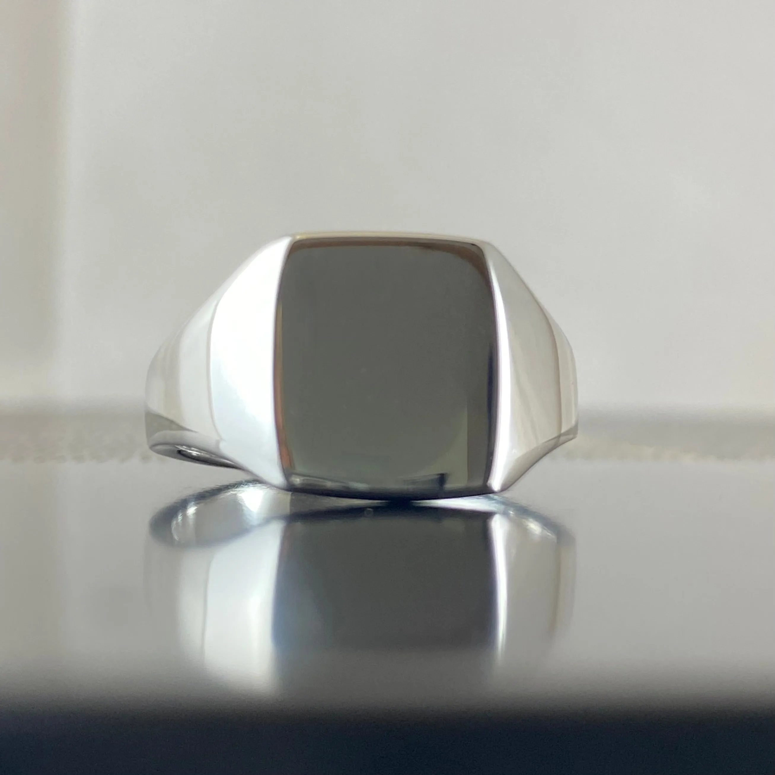 Cushion 12mm x 10mm - Sterling Silver Signet Ring