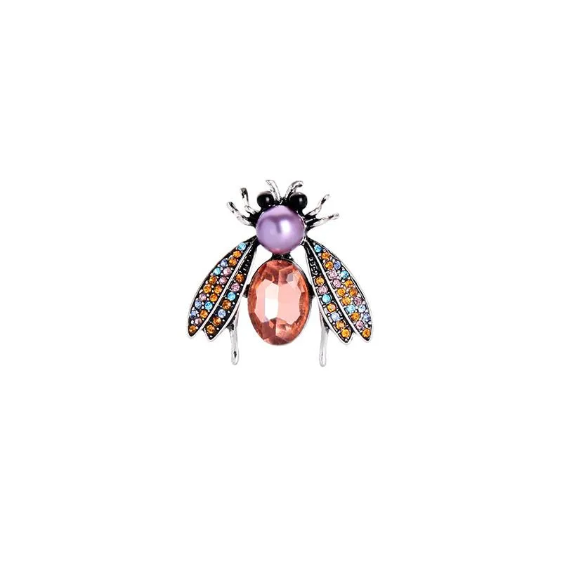 Cynthia Bee Brooch Peach and Purple