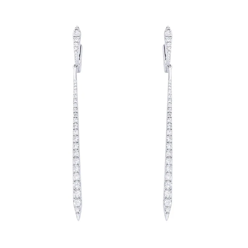 Diamond Hoop & Bar Drop Earrings