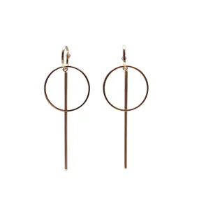 Double hoop with bar invisible clip on stud earrings ( Gold tone )