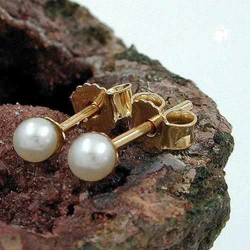 earrings pearl 3mm 9k gold
