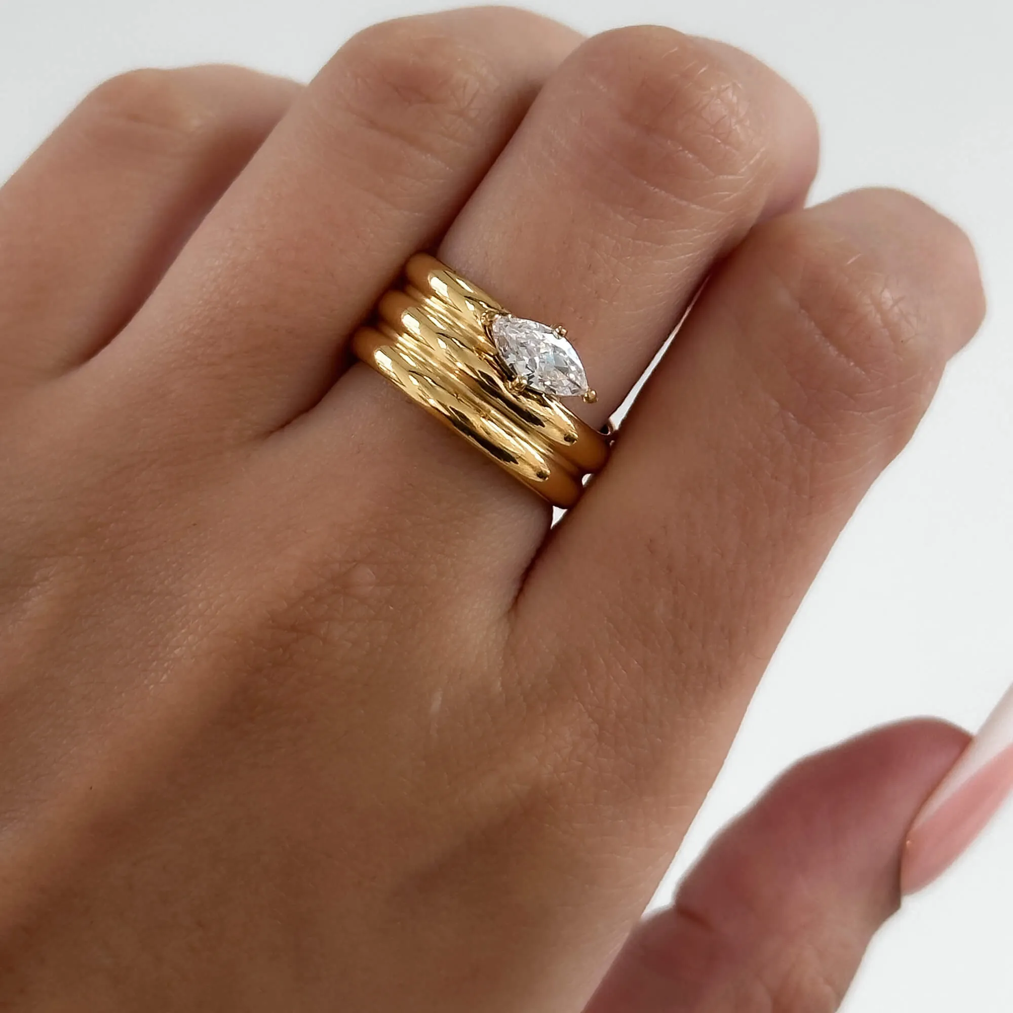Emilia Double Band Stone Ring