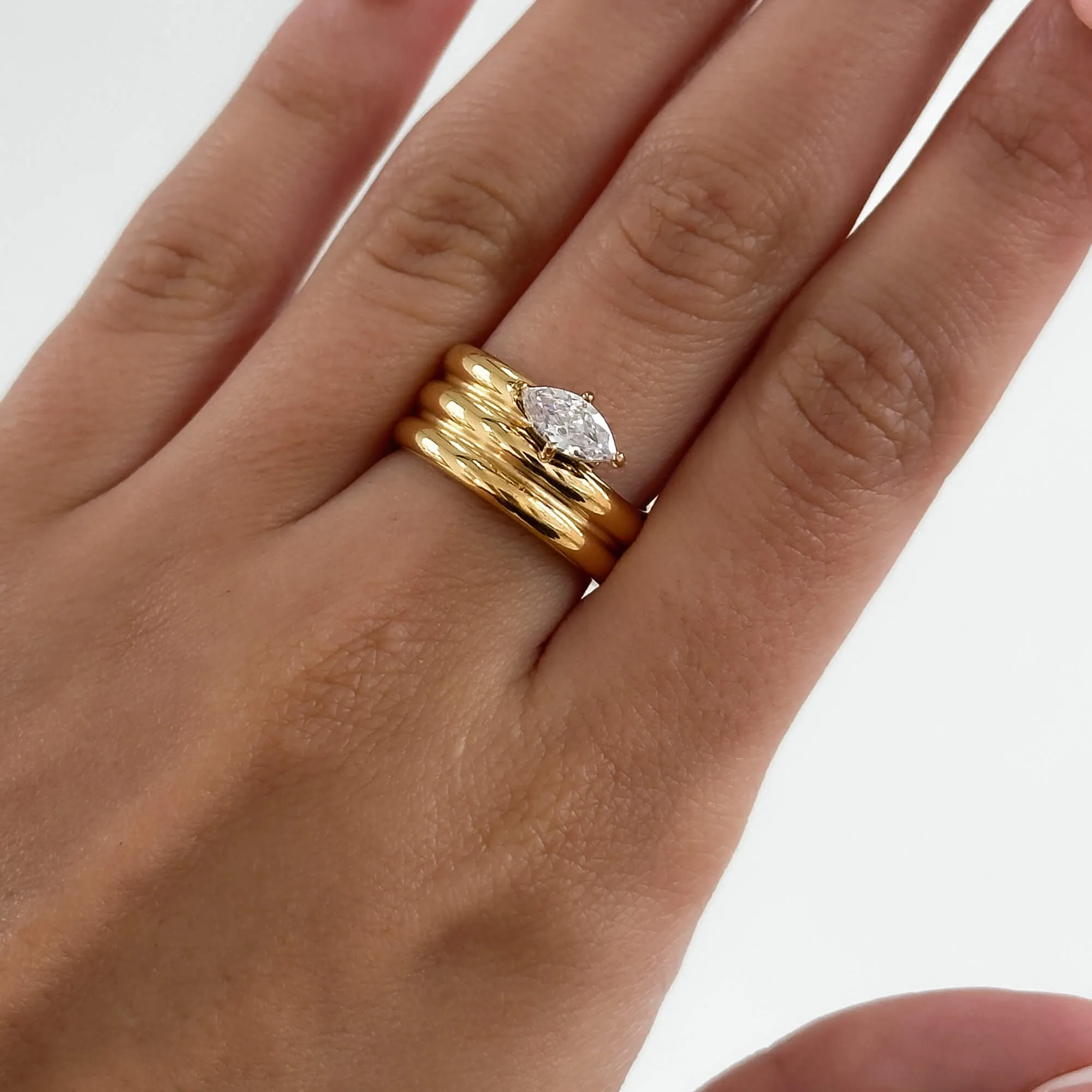 Emilia Double Band Stone Ring