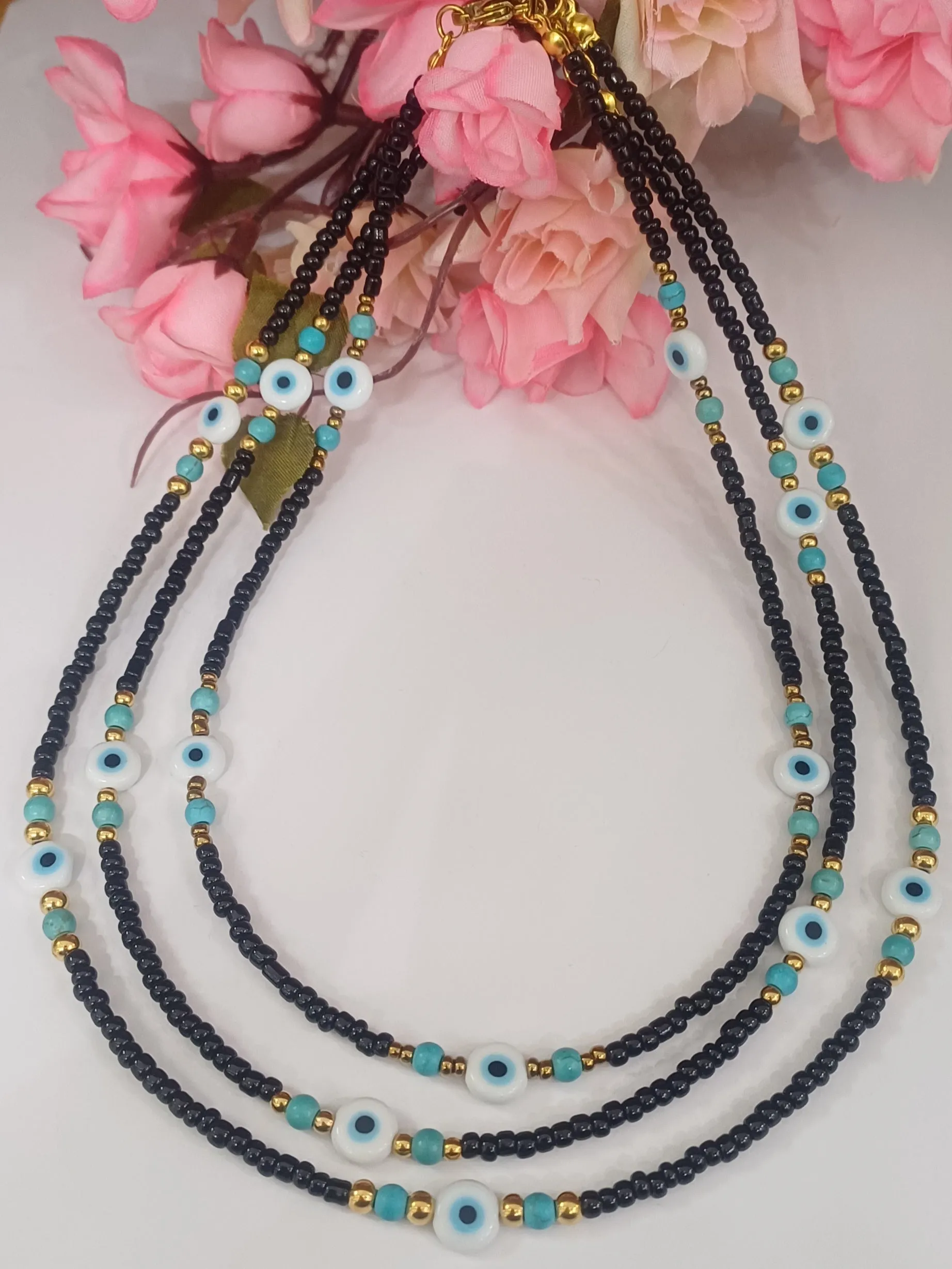 Evil Eye Seed Bead Necklaces