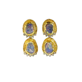 Fire Opal And Diamond Earrings
