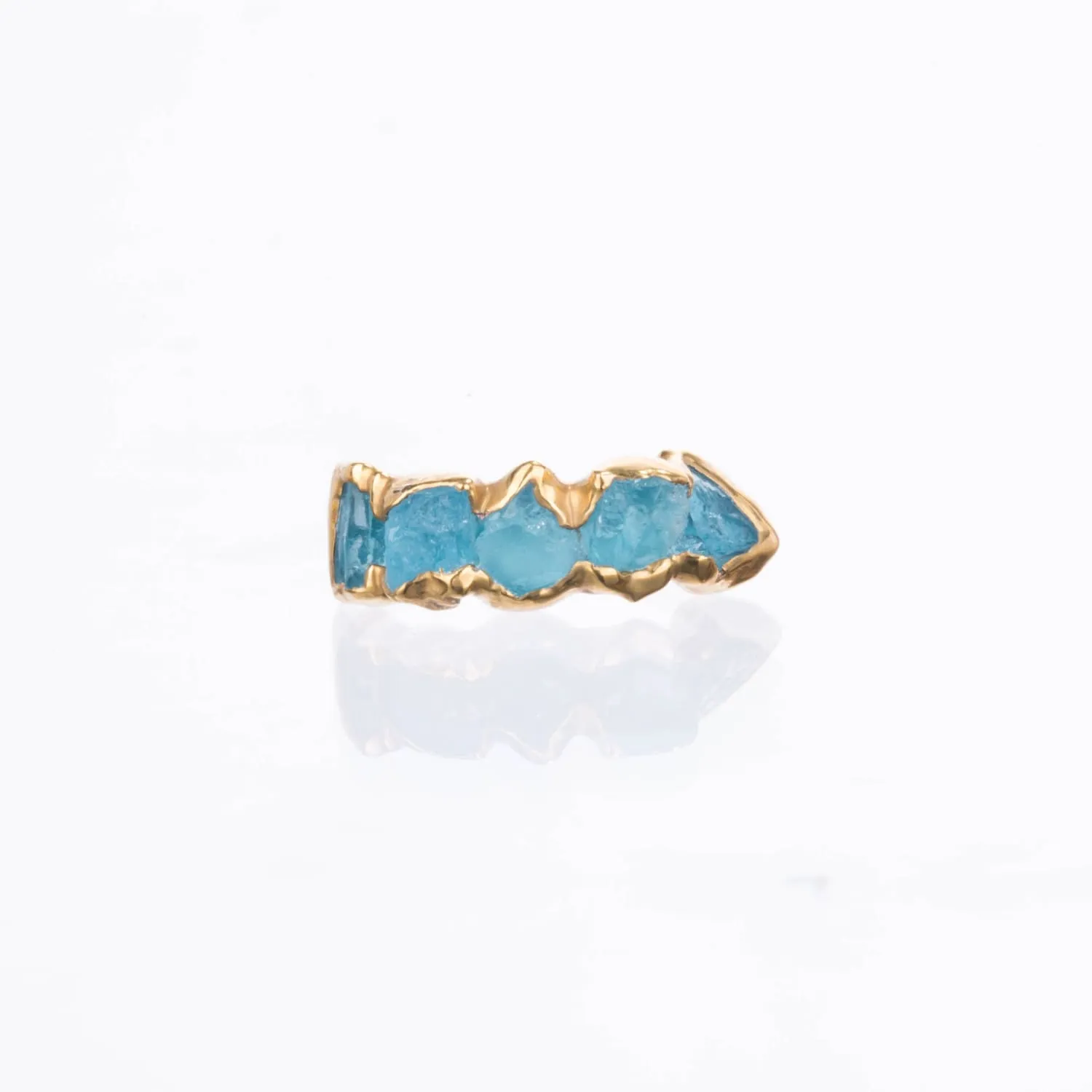 Five Stone Raw Aquamarine Ring