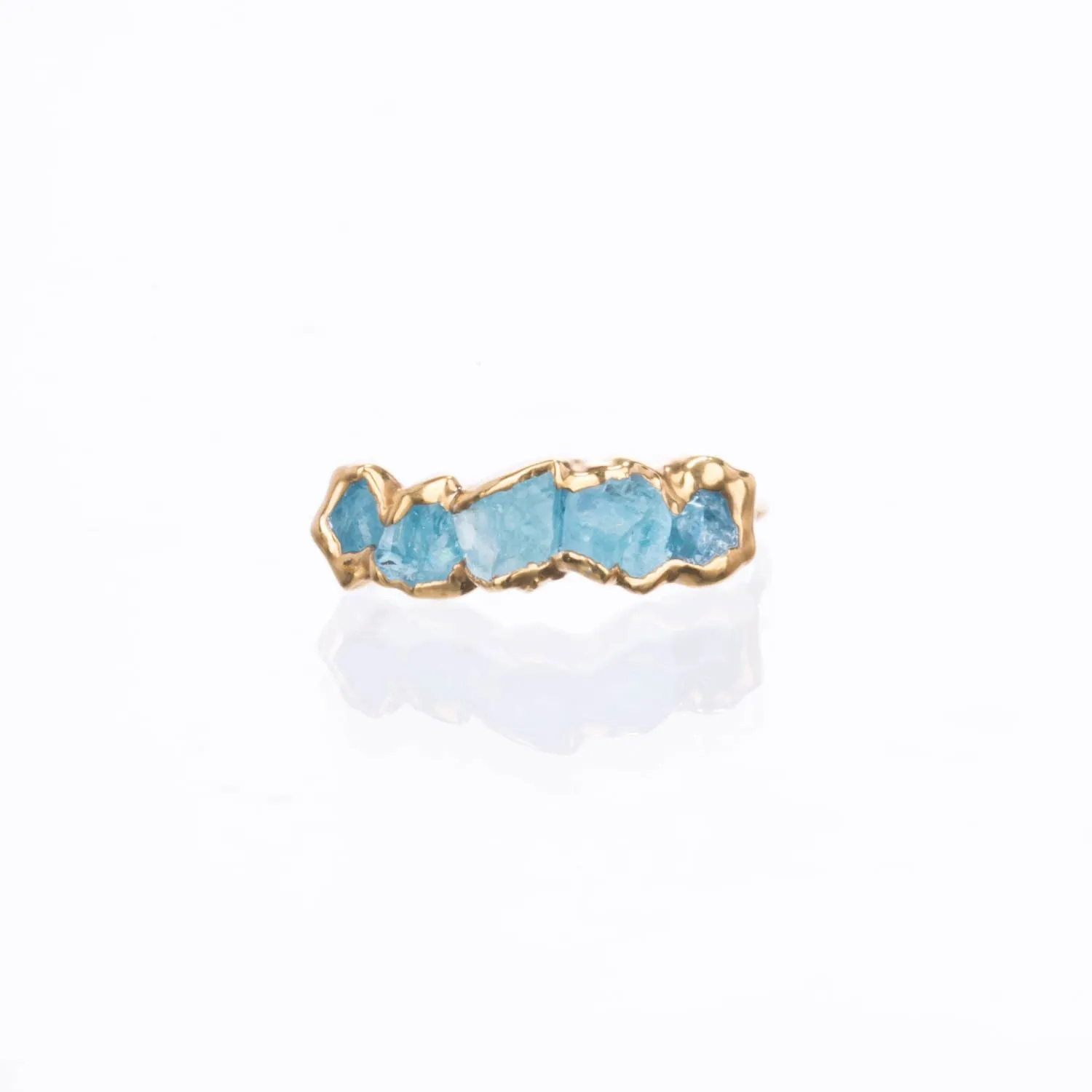 Five Stone Raw Aquamarine Ring
