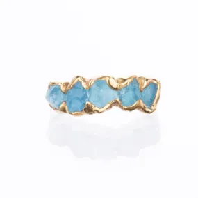 Five Stone Raw Aquamarine Ring