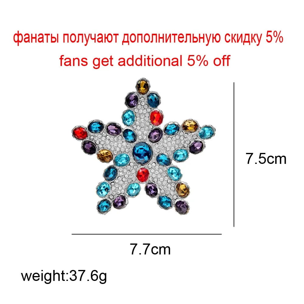 Full Rhinestone Star Brooches For Women