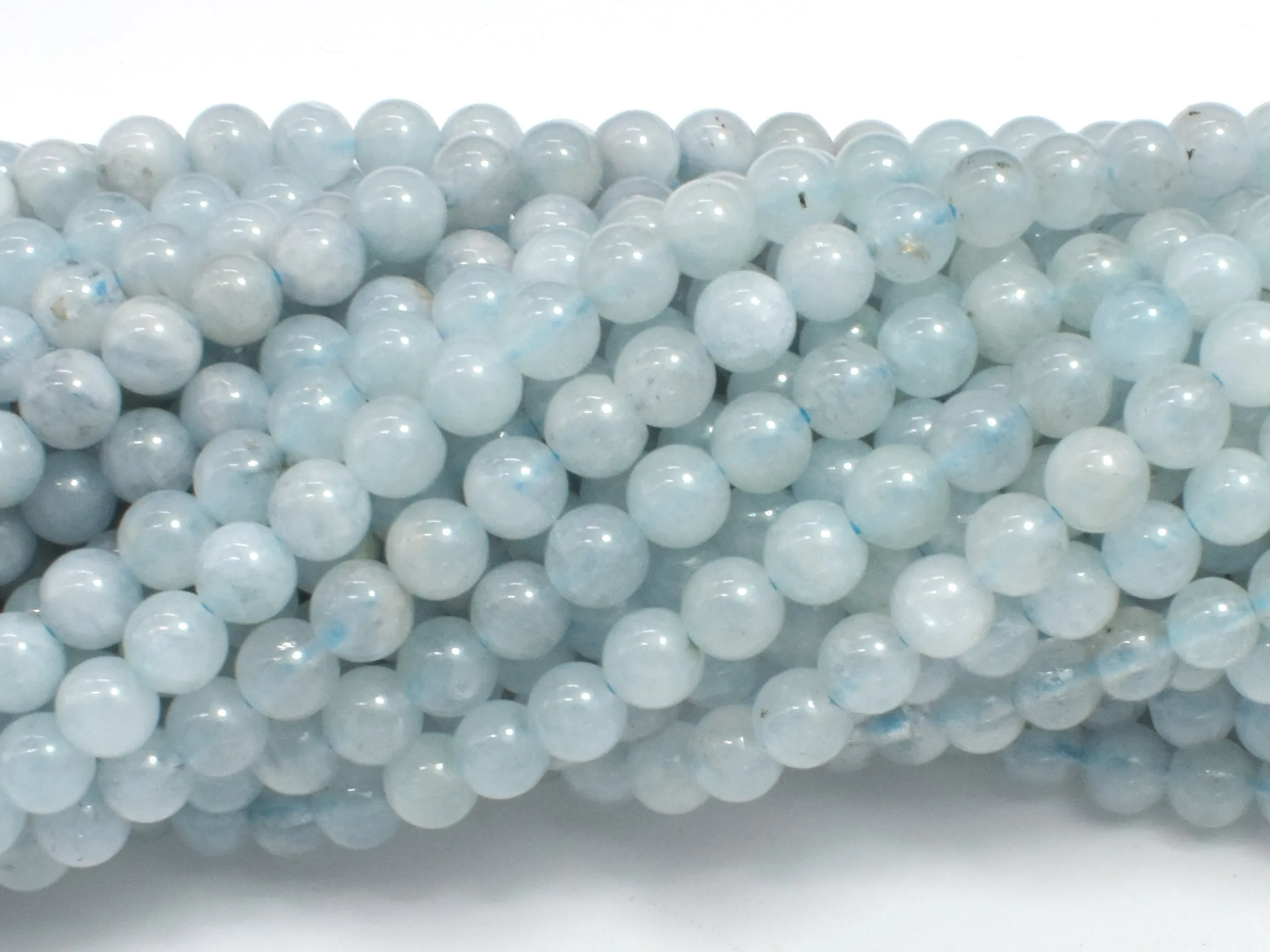 Genuine Aquamarine Beads, 4mm (4.3mm) Round beads