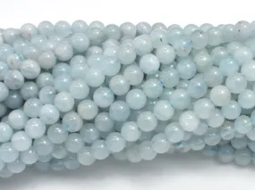 Genuine Aquamarine Beads, 4mm (4.3mm) Round beads