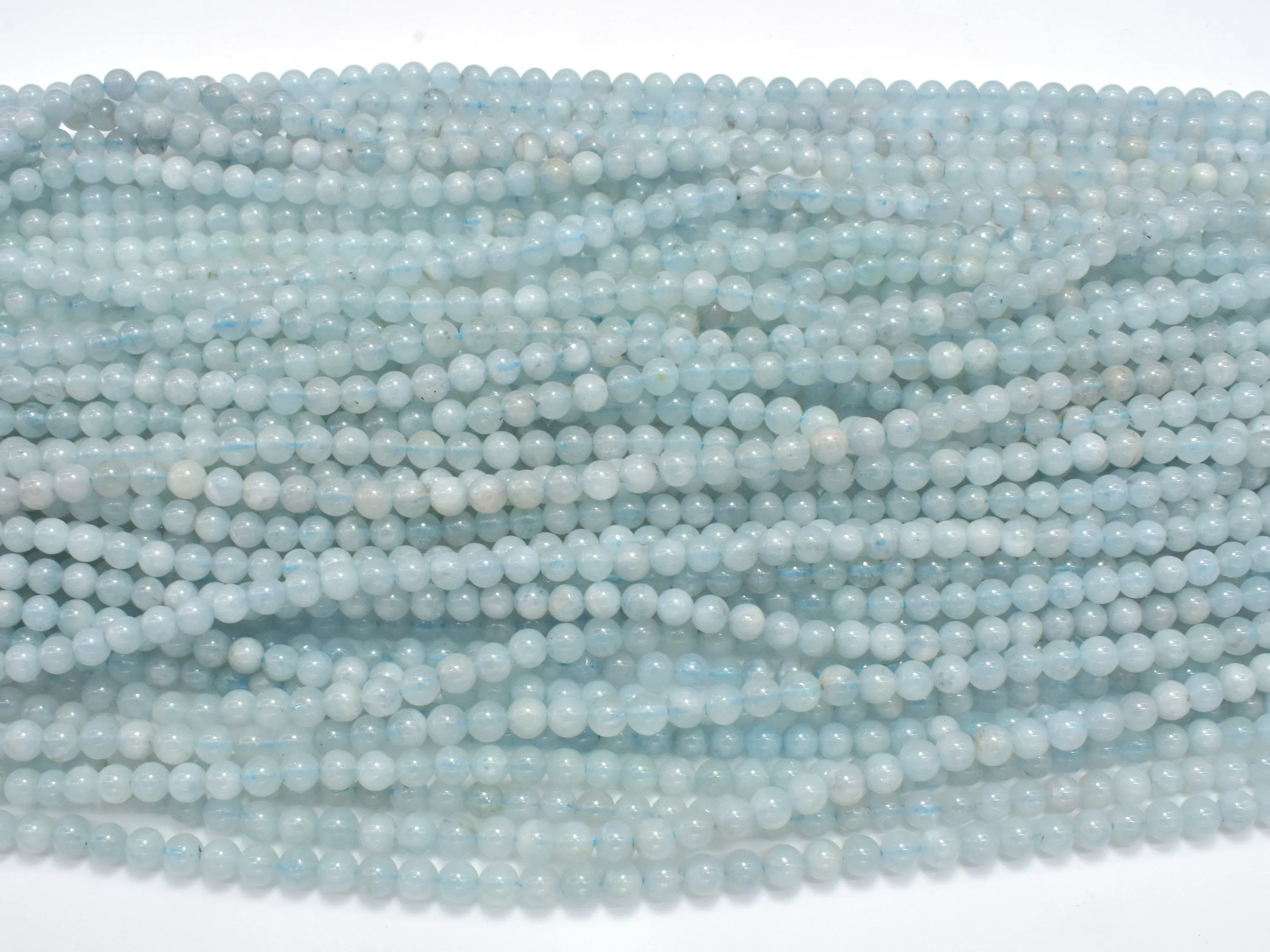 Genuine Aquamarine Beads, 4mm (4.3mm) Round beads