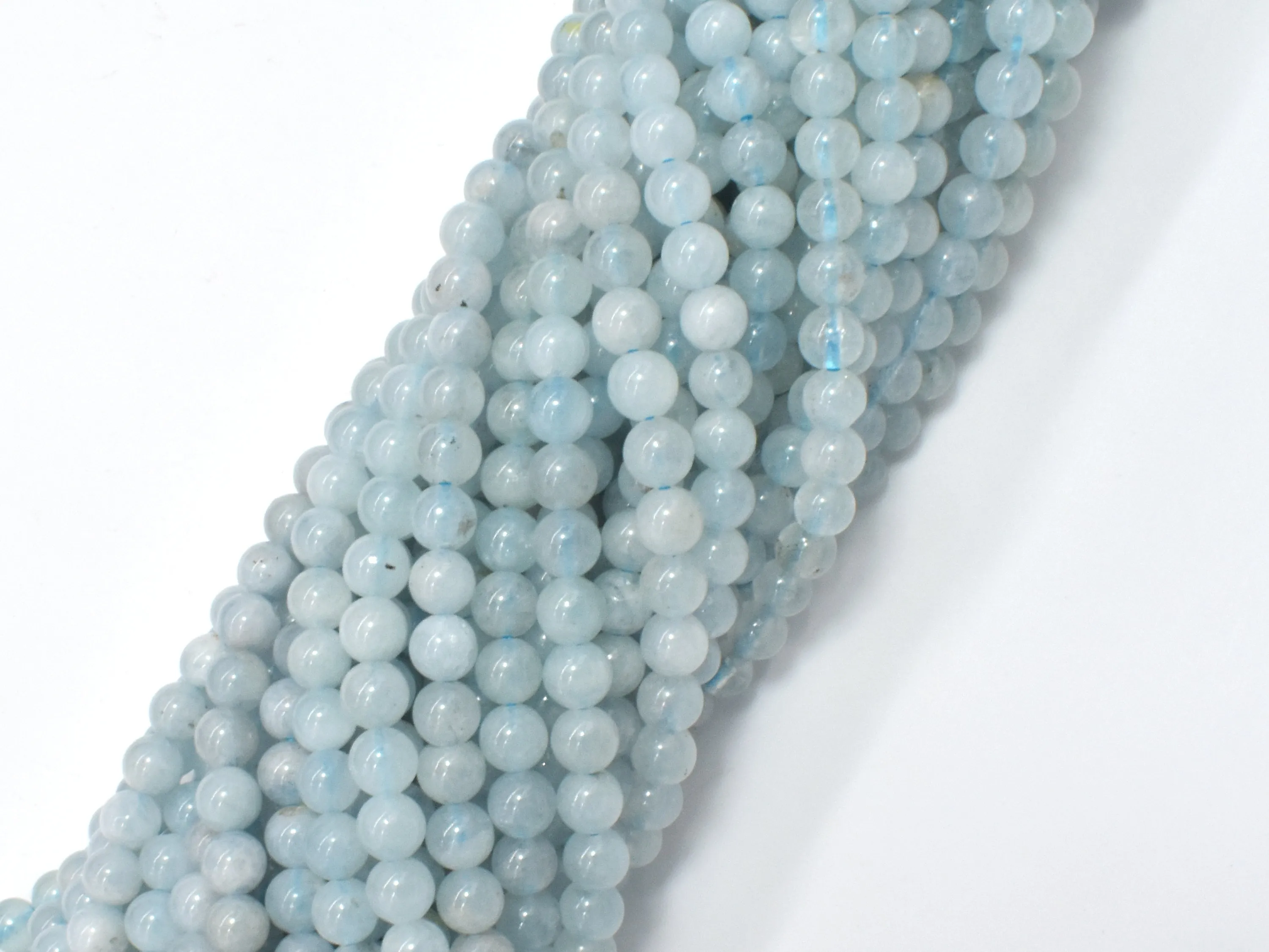 Genuine Aquamarine Beads, 4mm (4.3mm) Round beads
