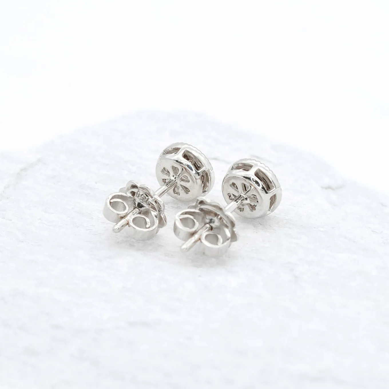 Genuine Diamond Studs - Real Solid Gold Earrings - White Gold Earrings Studs