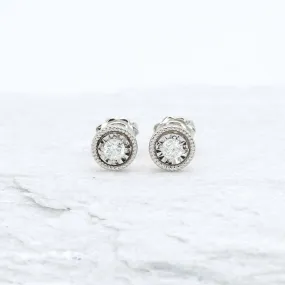 Genuine Diamond Studs - Real Solid Gold Earrings - White Gold Earrings Studs