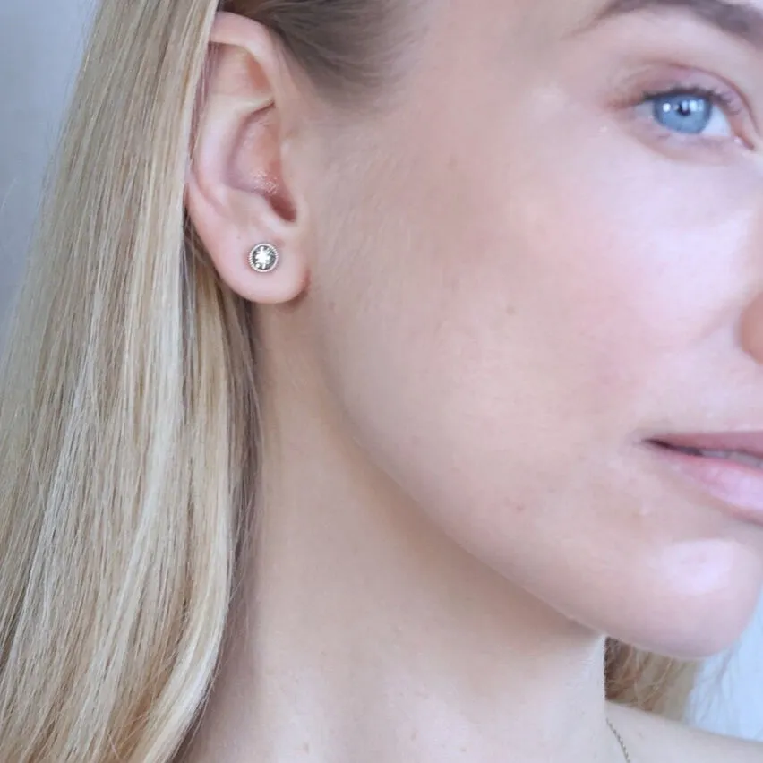 Genuine Diamond Studs - Real Solid Gold Earrings - White Gold Earrings Studs