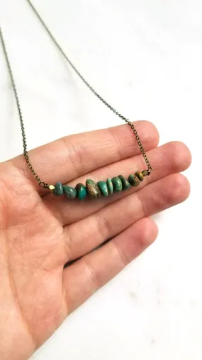 Genuine Turquoise Handmade Brass Necklace by Edgy Petal