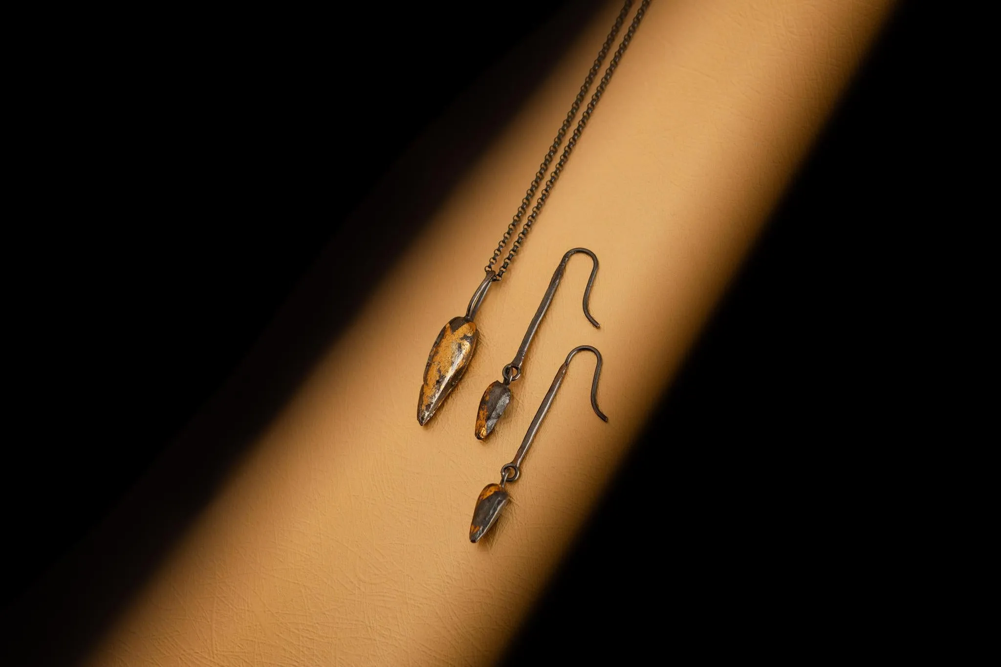 Gilded Relic Bar   Droplet Earrings