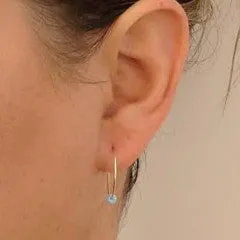 Gold blue opal hoop 14k gold filled earrings
