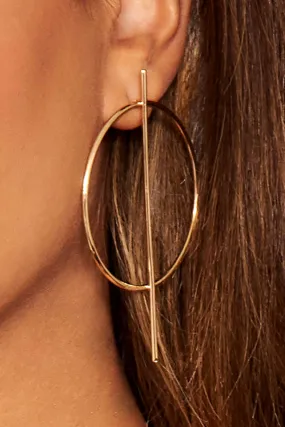Gold Circle Bar Earrings