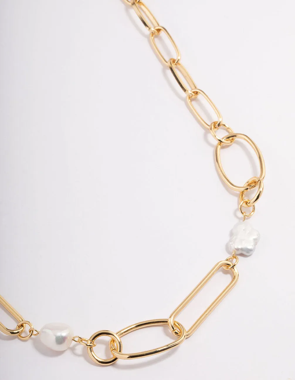 Gold Plated Variety Link Freshwater Pearl Necklace