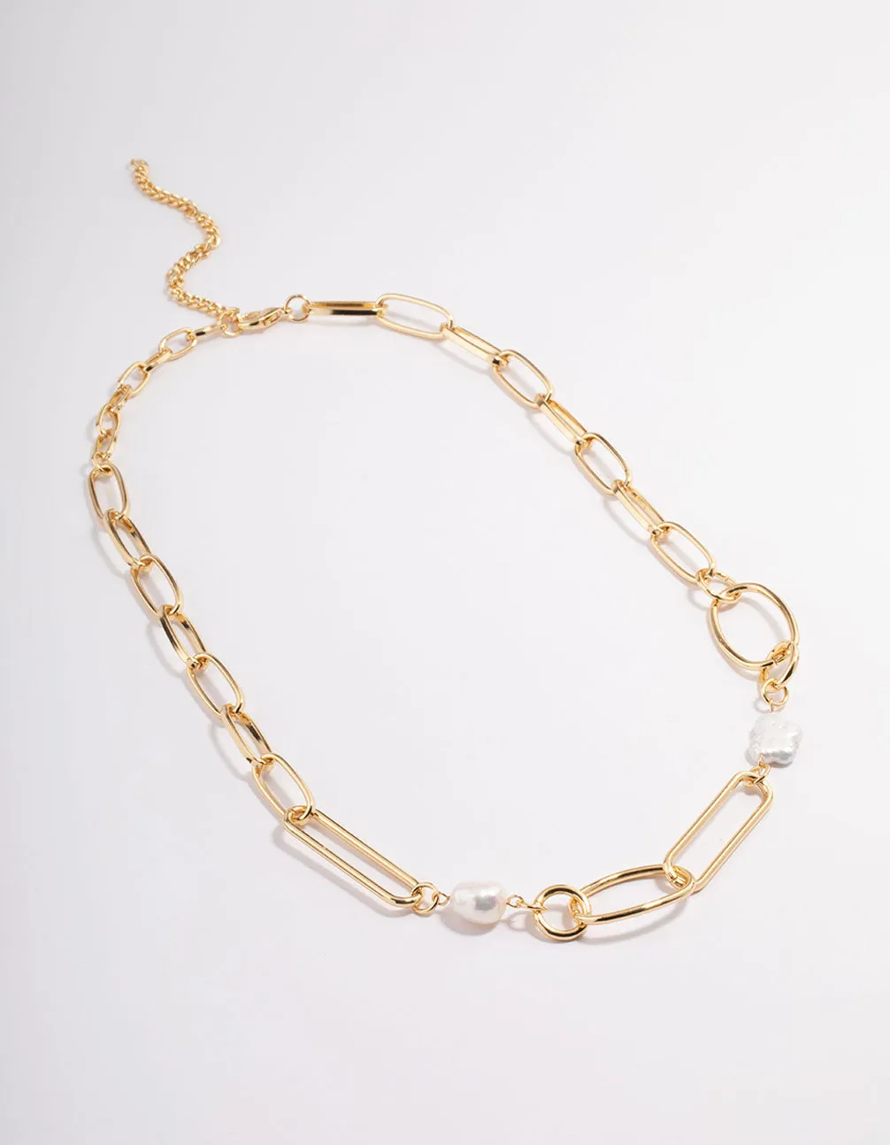 Gold Plated Variety Link Freshwater Pearl Necklace