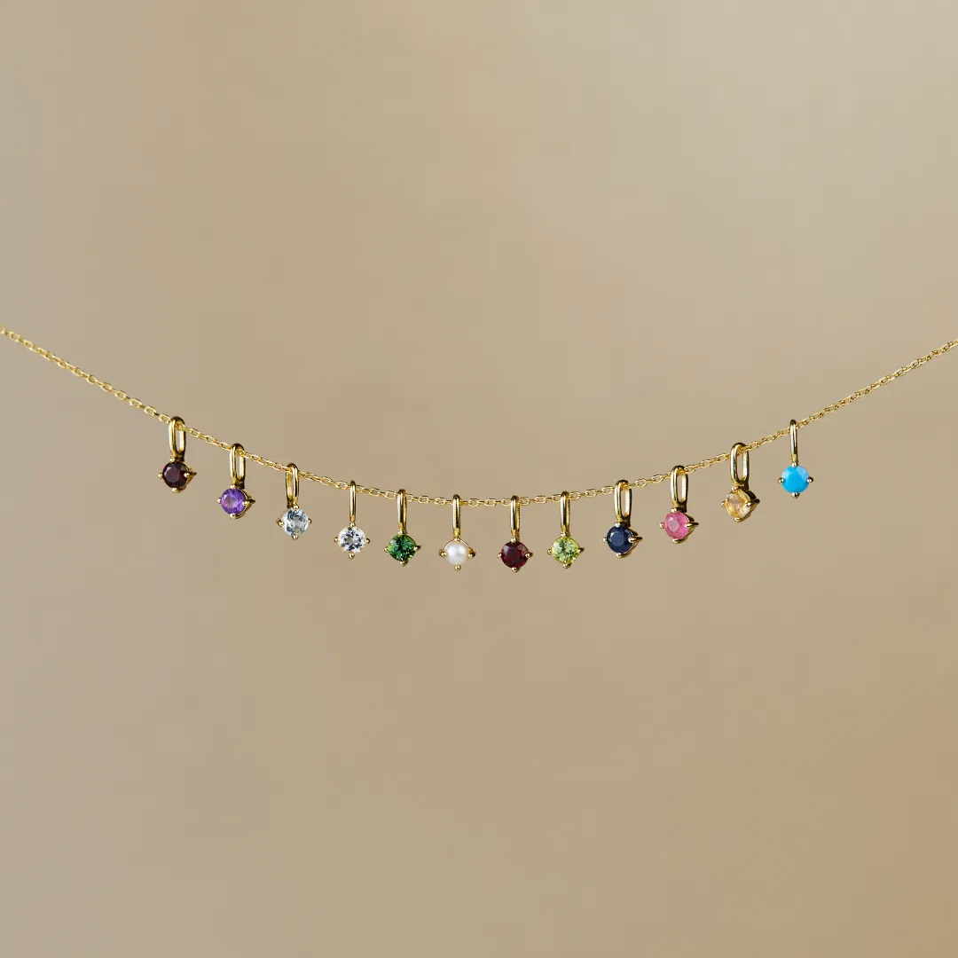 Gold Small Individual Birthstone Charm