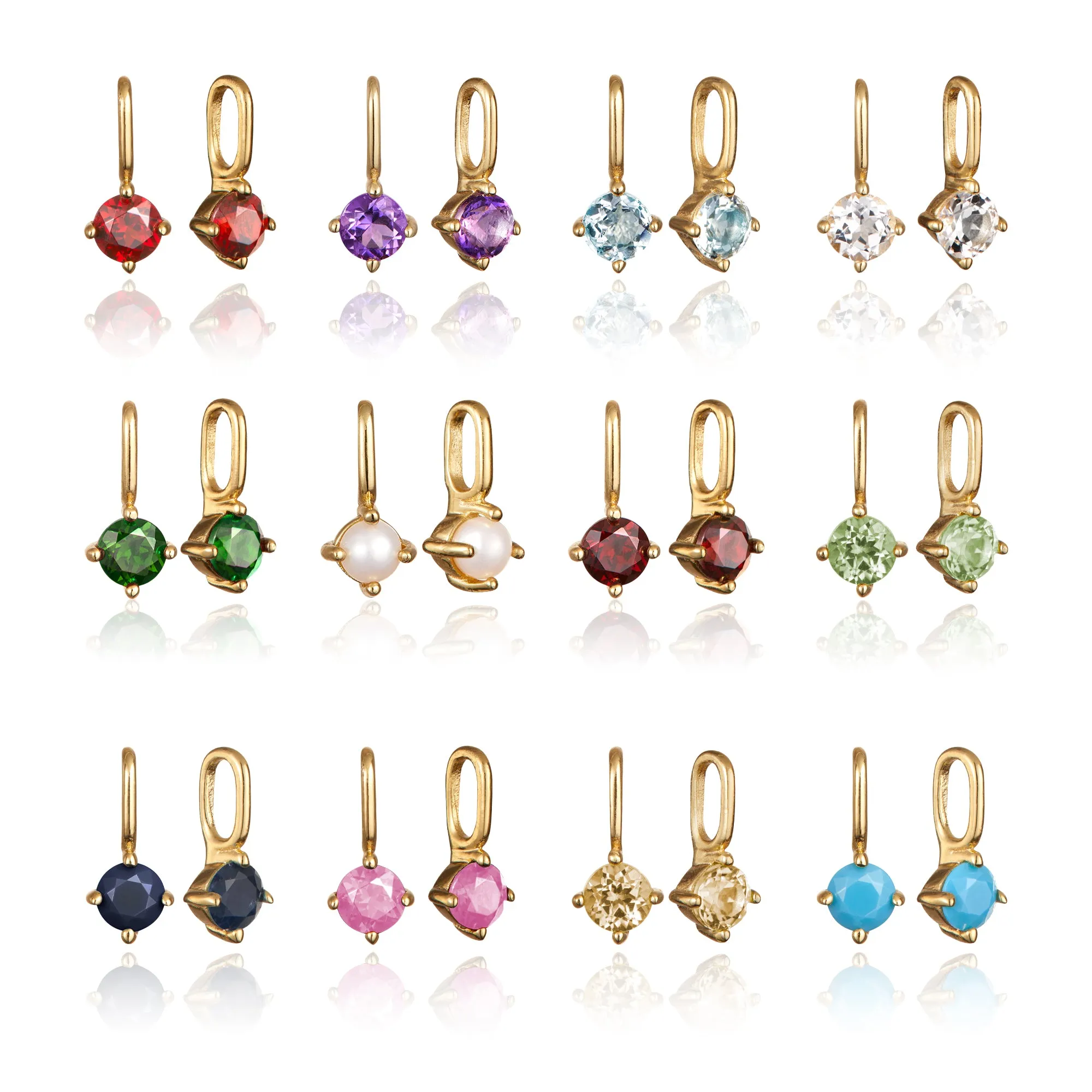 Gold Small Individual Birthstone Charm