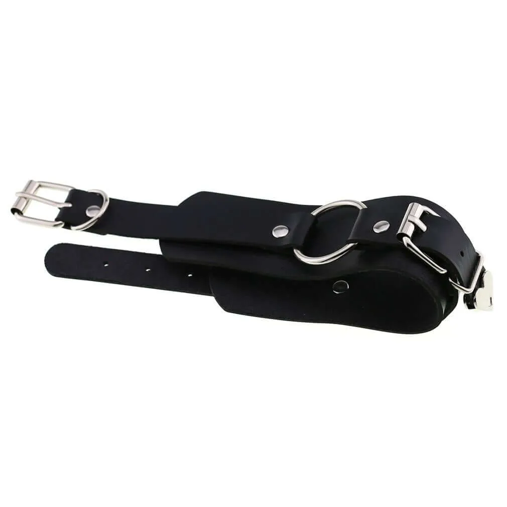 Goth 'All the Way' Heart Buckle Black or Blue PU Choker