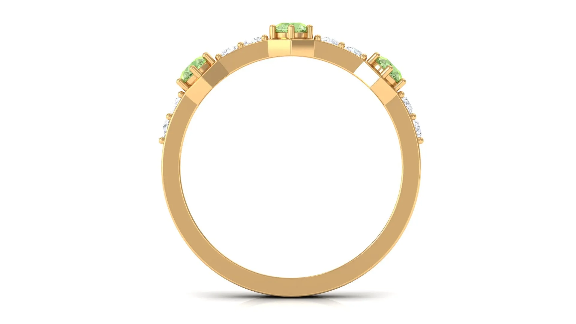 Green Sapphire and Diamond Half Eternity Ring