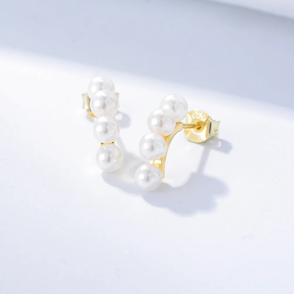Half Hoops Pearl Earring