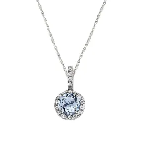 Halo Aquamarine and Diamond Pendant