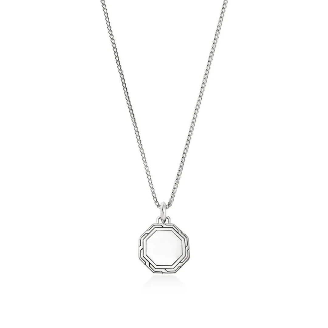ID Tags Silver Octagon Pendant with Treated Turquoise Necklace by John Hardy
