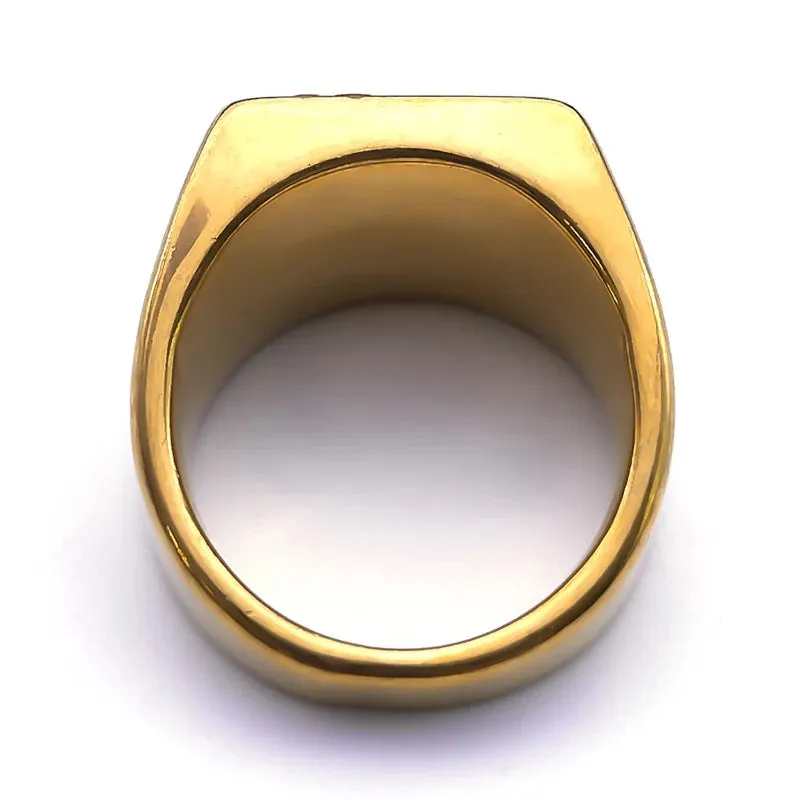Jesus Christ Cross Chunky Ring for Men Women Stainless Steel Crystals Gold Color