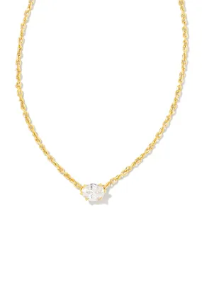 Kendra Scott: Cailin Gold Crystal Pendant Necklace - White Crystal