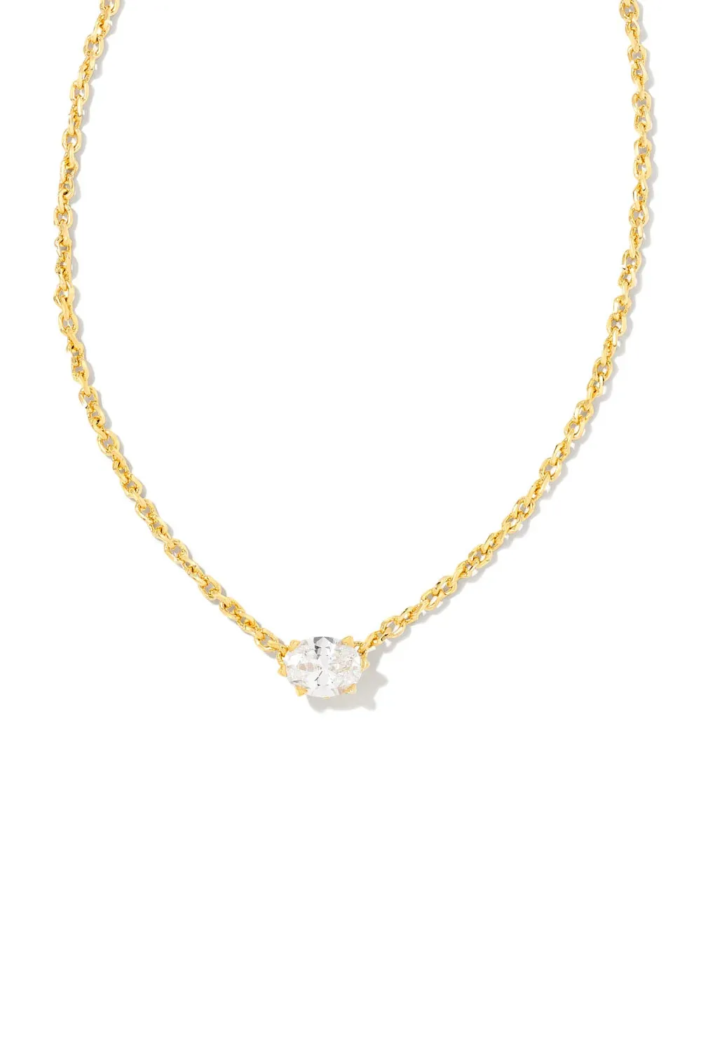 Kendra Scott: Cailin Gold Crystal Pendant Necklace - White Crystal