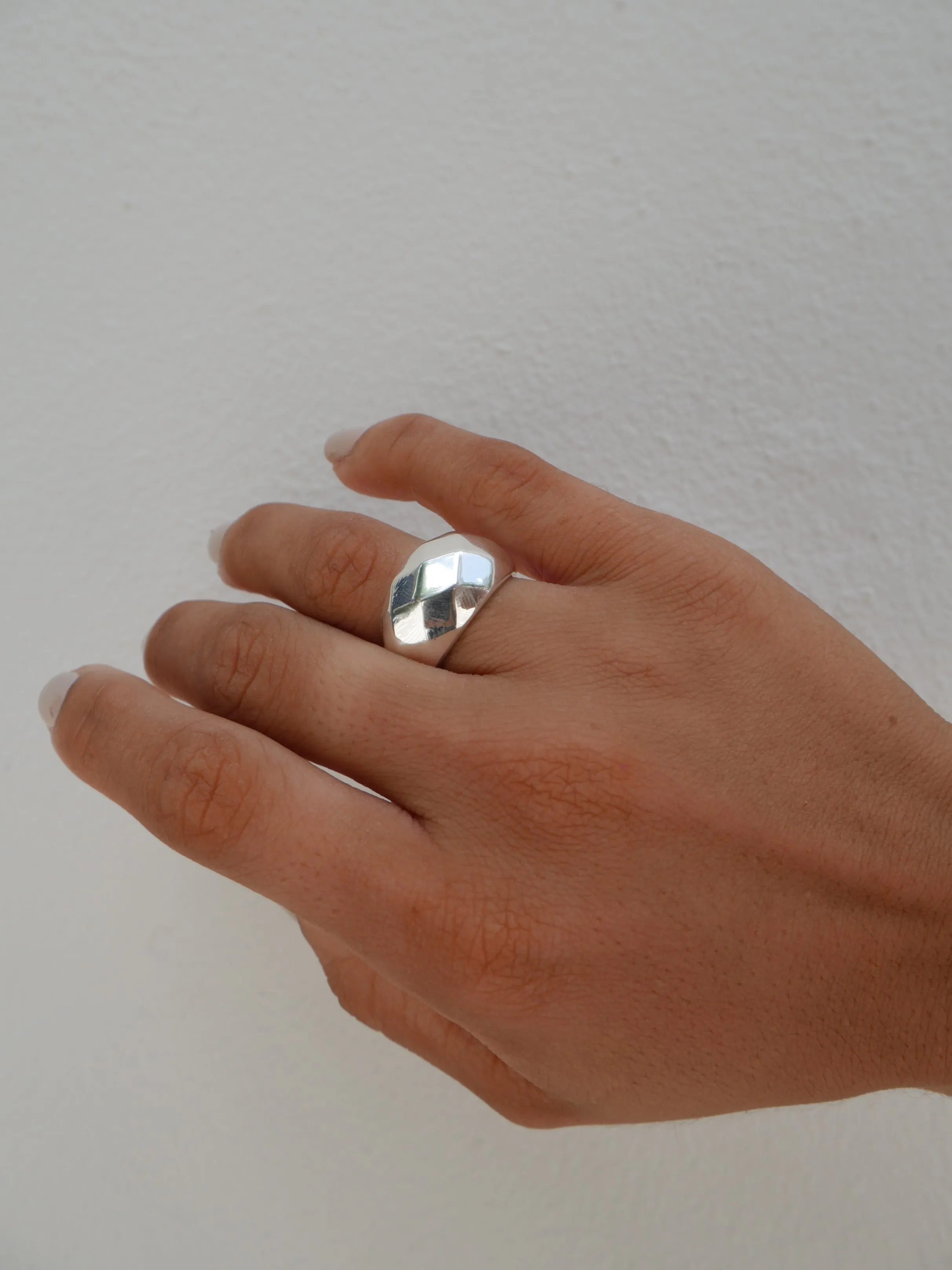 KESLEY Abstract Dome Ring Luxury Real Sterling Silver 925 Tarnish Free Chunky Statement Waterproof Women's Jewelry