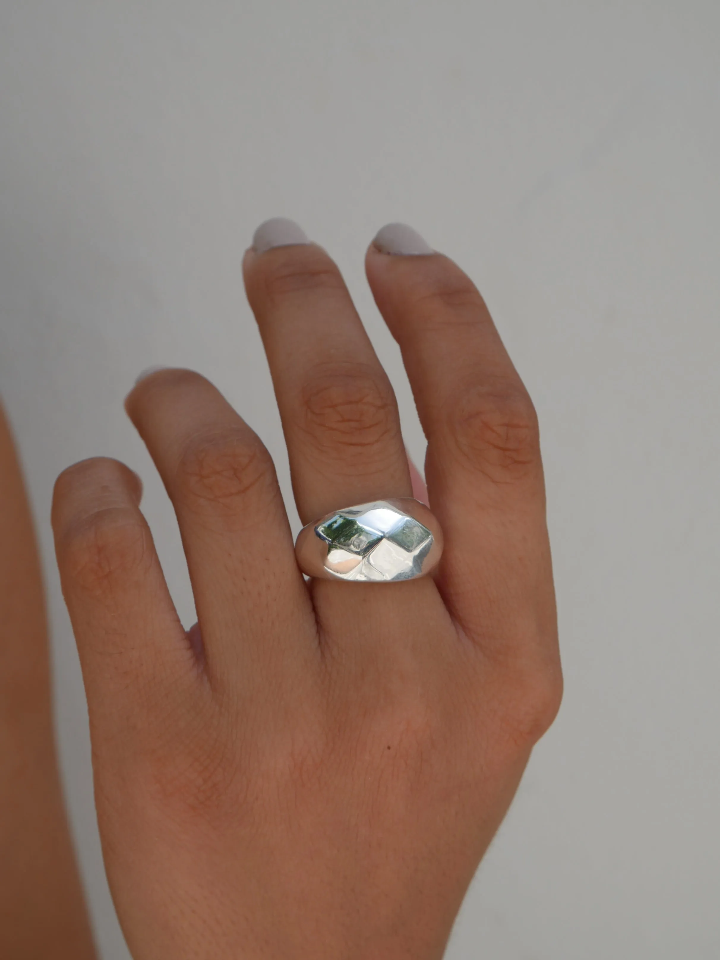 KESLEY Abstract Dome Ring Luxury Real Sterling Silver 925 Tarnish Free Chunky Statement Waterproof Women's Jewelry