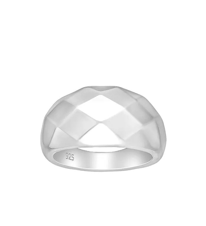KESLEY Abstract Dome Ring Luxury Real Sterling Silver 925 Tarnish Free Chunky Statement Waterproof Women's Jewelry