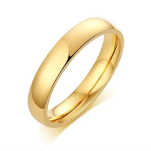 KESLEY Band Ring Simple 2/4/6/8mm Stainless Steel Wedding Rings Golden