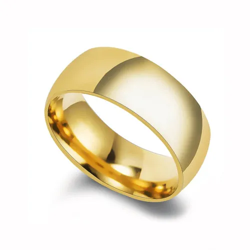 KESLEY Band Ring Simple 2/4/6/8mm Stainless Steel Wedding Rings Golden