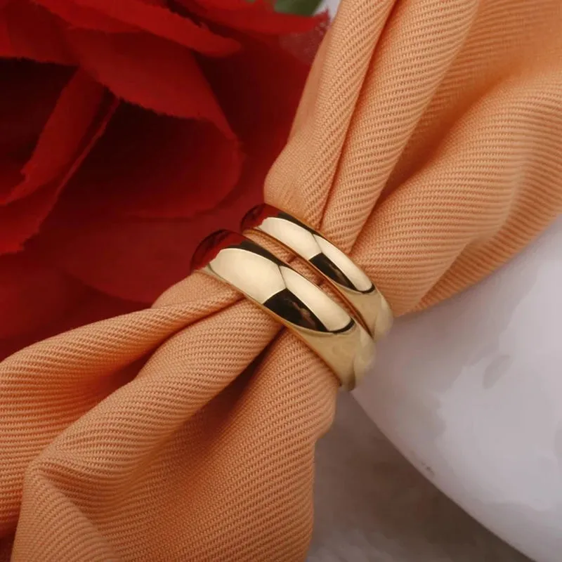 KESLEY Band Ring Simple 2/4/6/8mm Stainless Steel Wedding Rings Golden